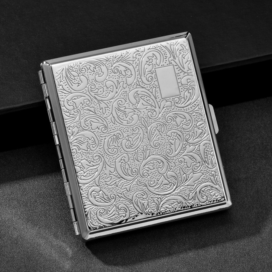 Smoking & Vaping Accessories - 20-Cigarette （Freeform）Silver Stainless Steel Portable Metal