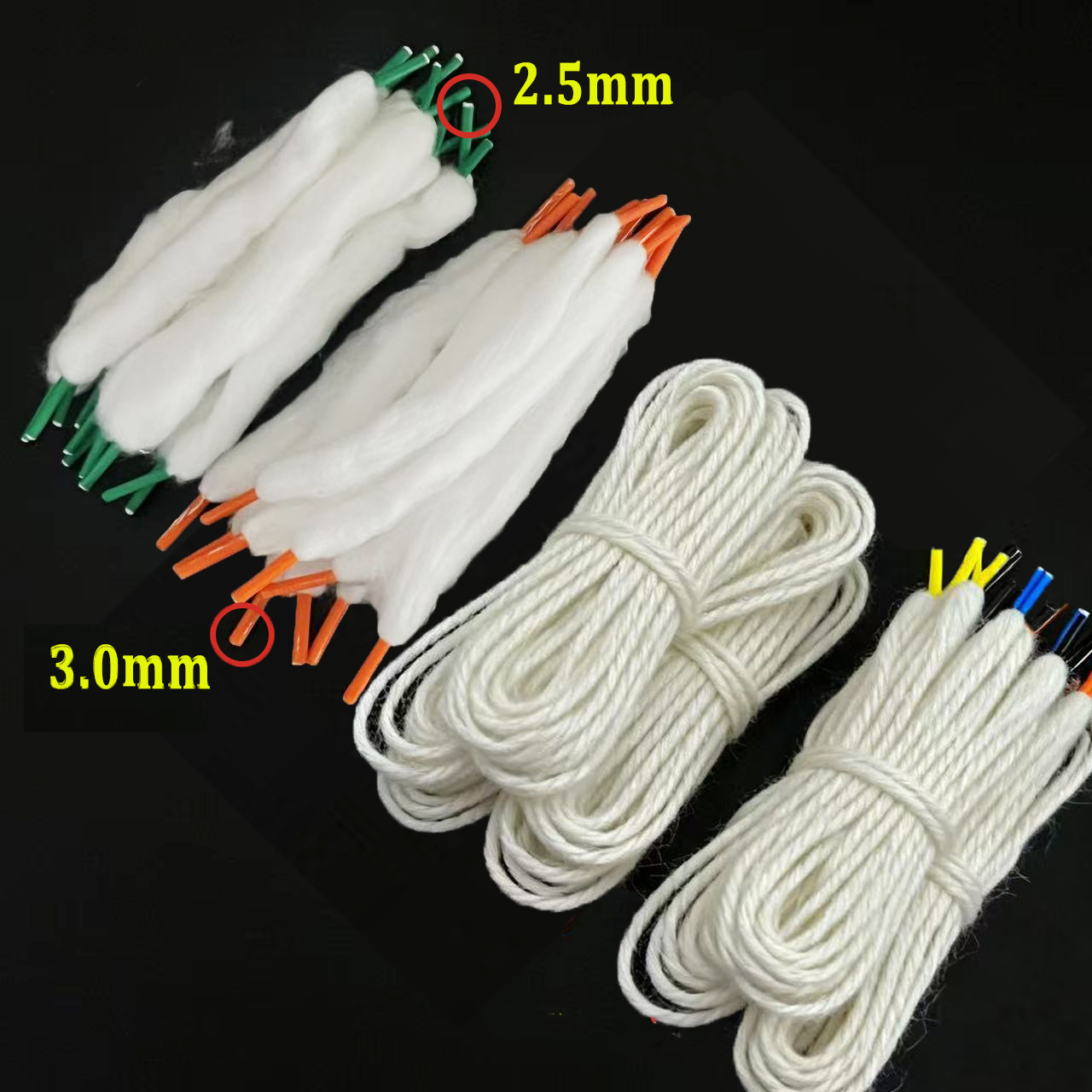 Cotton Wick Organic - 100-10pcs DIY Hand Tools 3.0/2.5mm Colorful