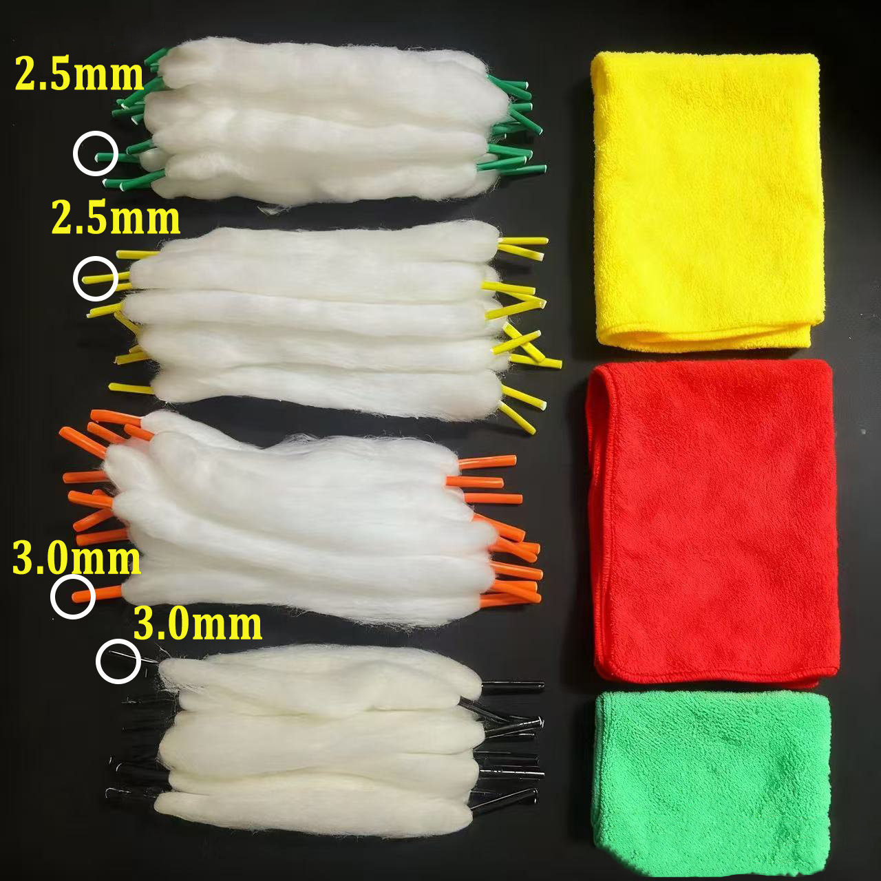 Cotton Wick Organic - 100-10pcs 3.0/2.5mm Colorful Plastic Head Organic
