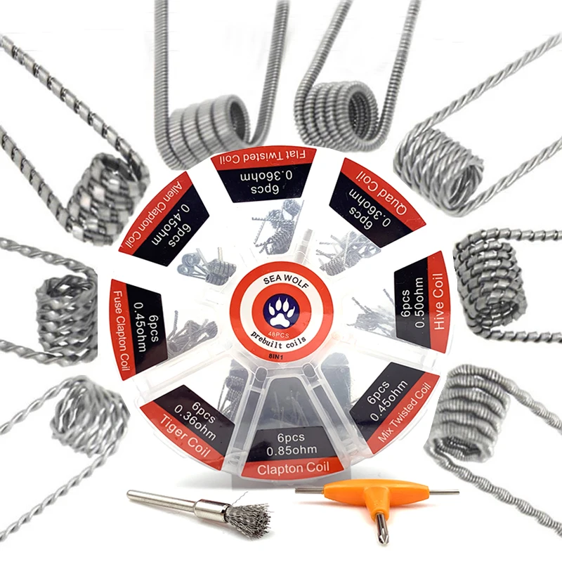 Prebuilt Coil 8 Styles Fused A - Clapton Wire Pre Built review and price