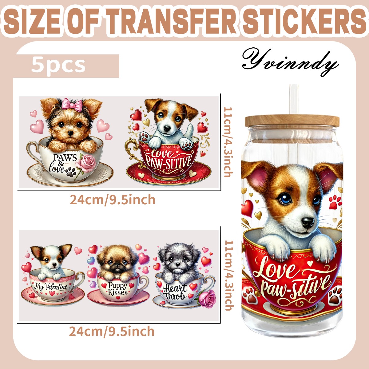 5Pcs/Set Valentines Puppy 16OZ - Rdta Tank Glass review and price