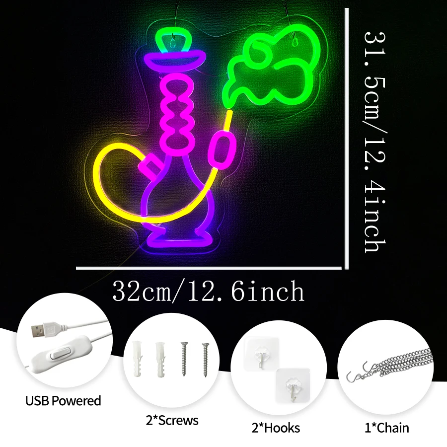 Hookah Neon Sign for Shisha Ba - Vaping Shop review and price
