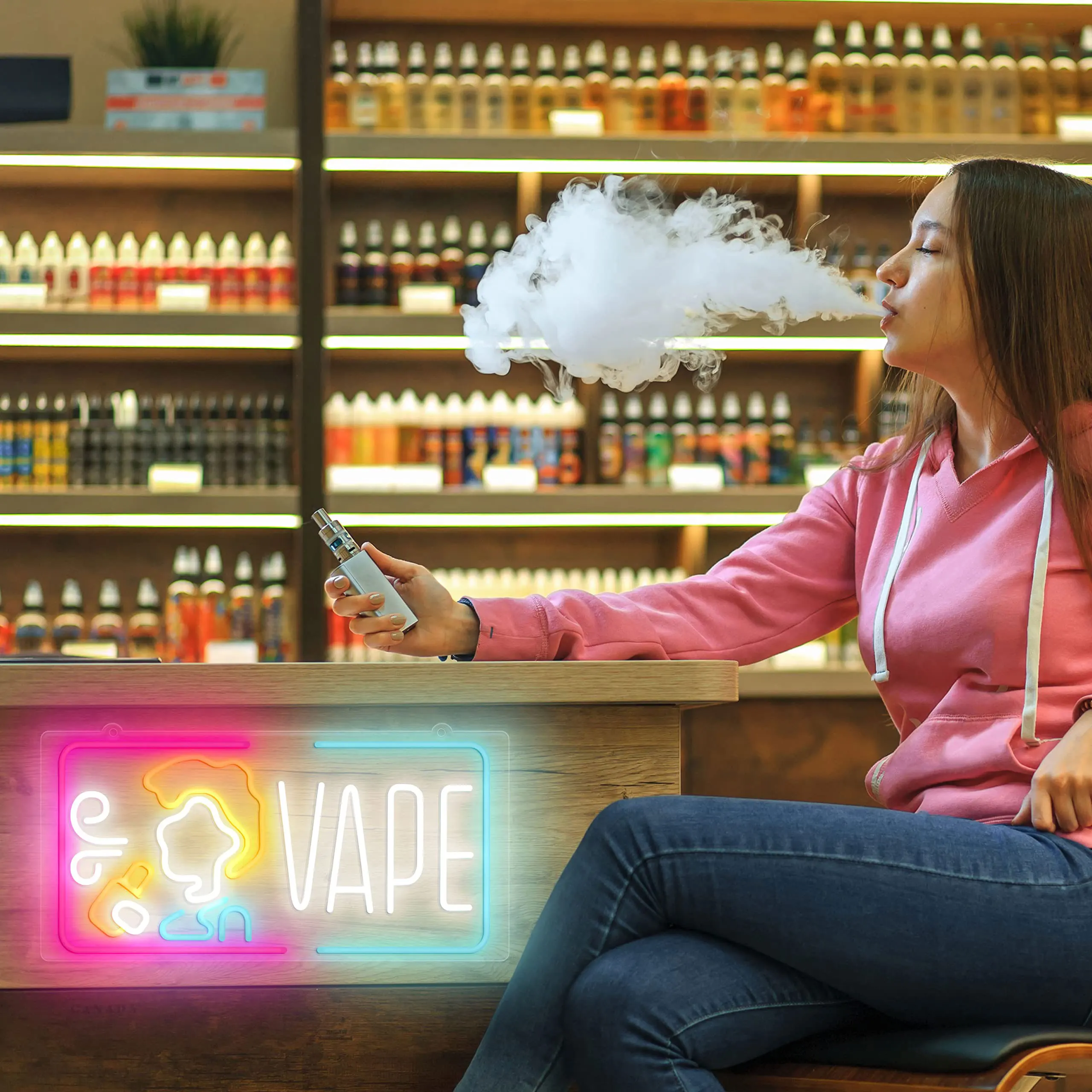 Vape Neon Sign Dimmable Smoke  - Vaping Store review and price